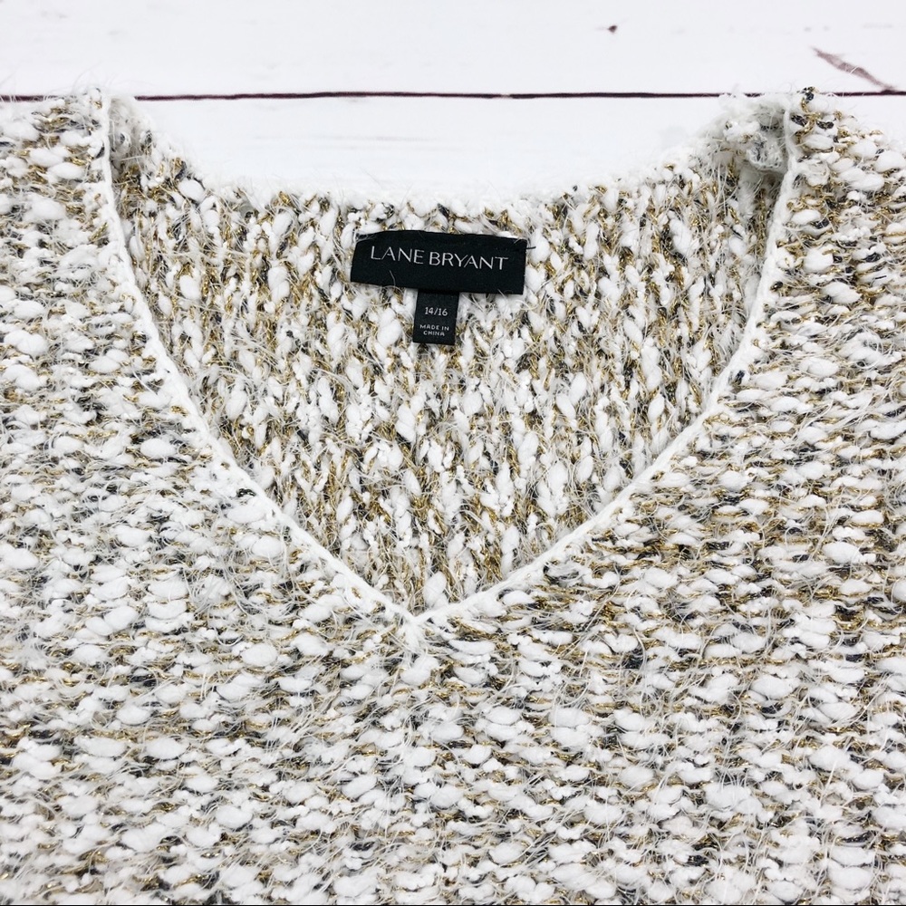 Lane Bryant White Gold Metallic Sweater - Picture 6 of 8